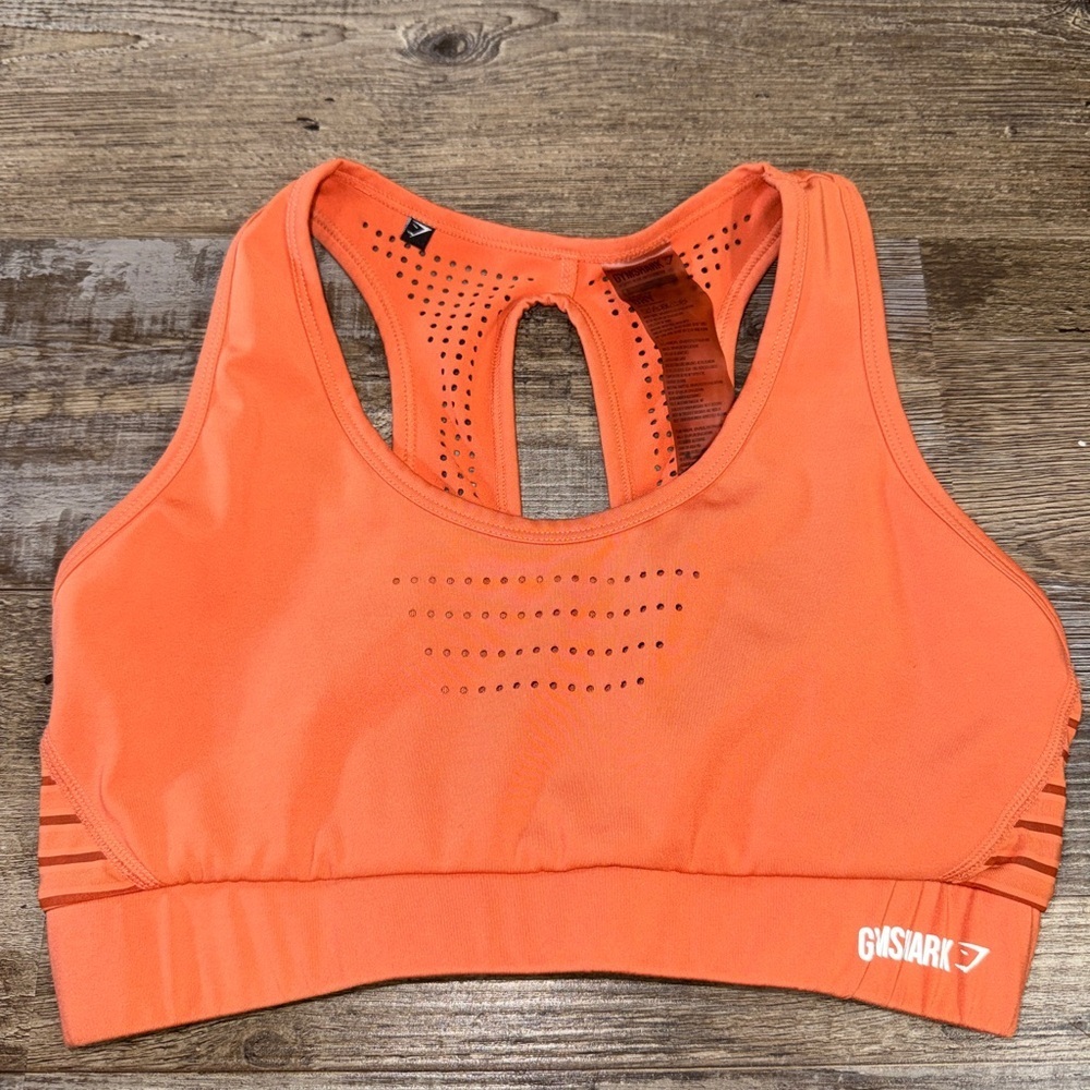 Gymshark Orange Racerback Sports Bra Perforated High Impact Workout Gym Women S